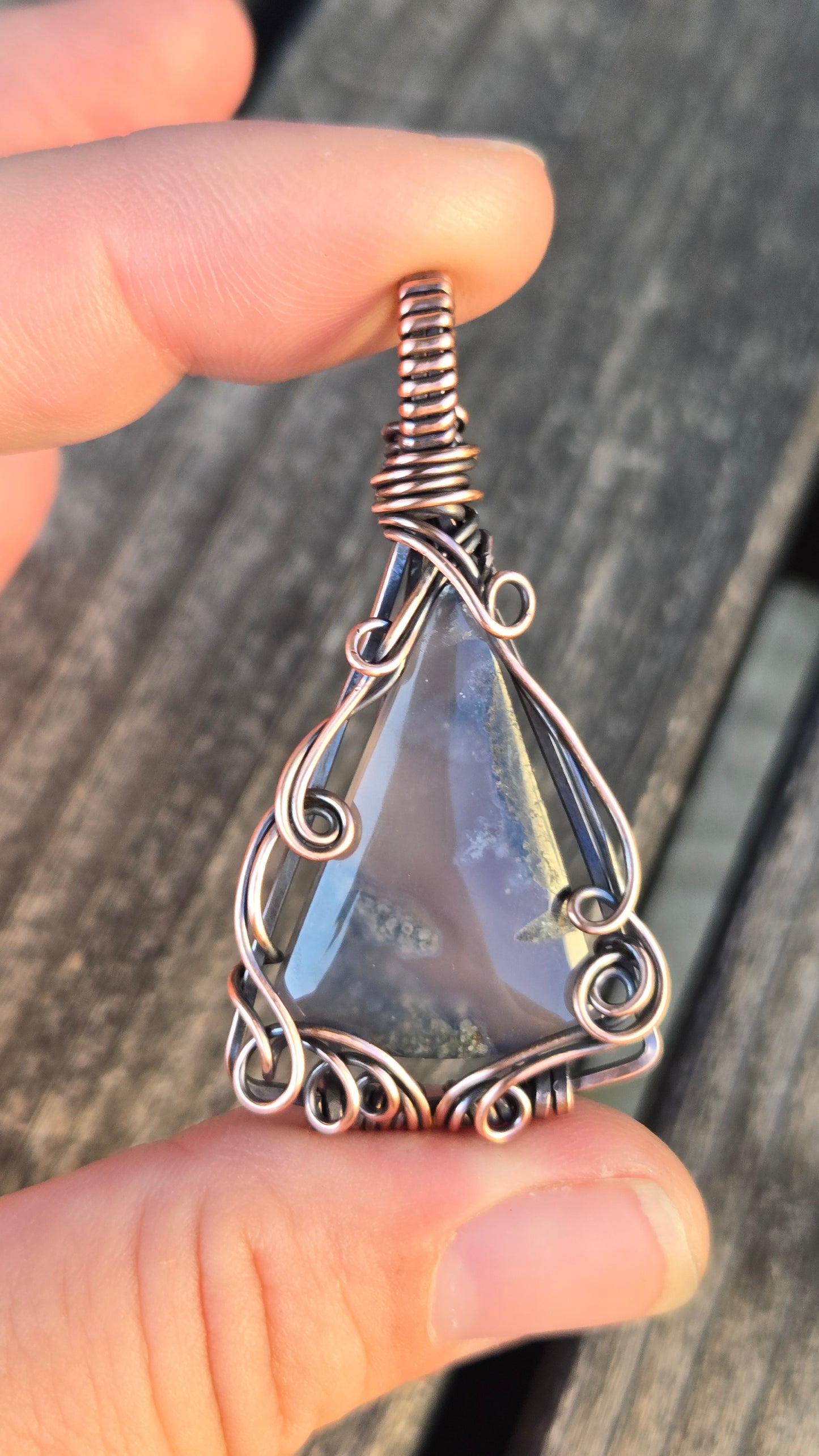 Moss Agate Wire Wrapped Pendant