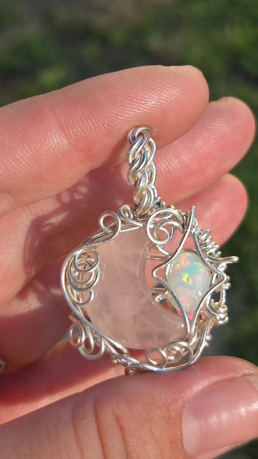 Moon Wire Wrapped Pendant