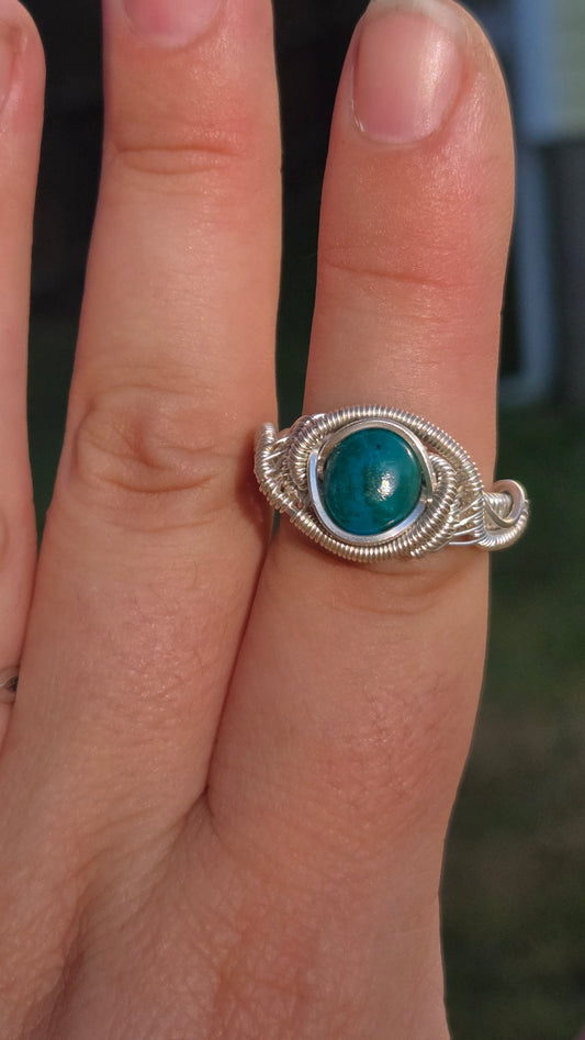 Chrysocolla Wire Wrapped Ring