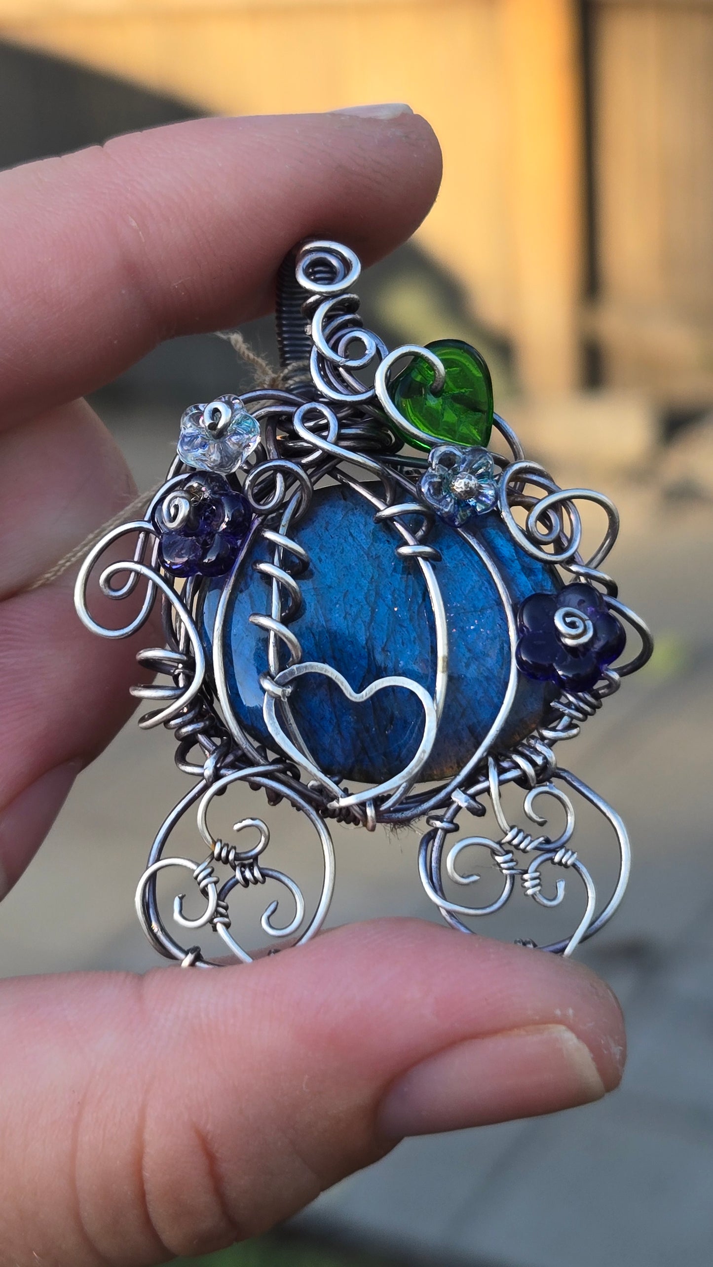 Pumpkin Carriage Wire Wrapped Pendant