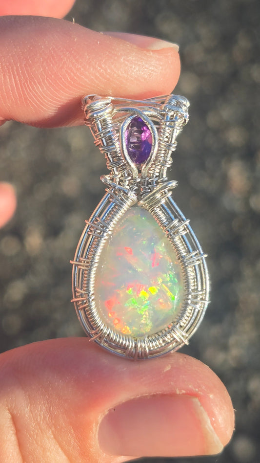 6.5ct Opal Wire Wrapped Pendant