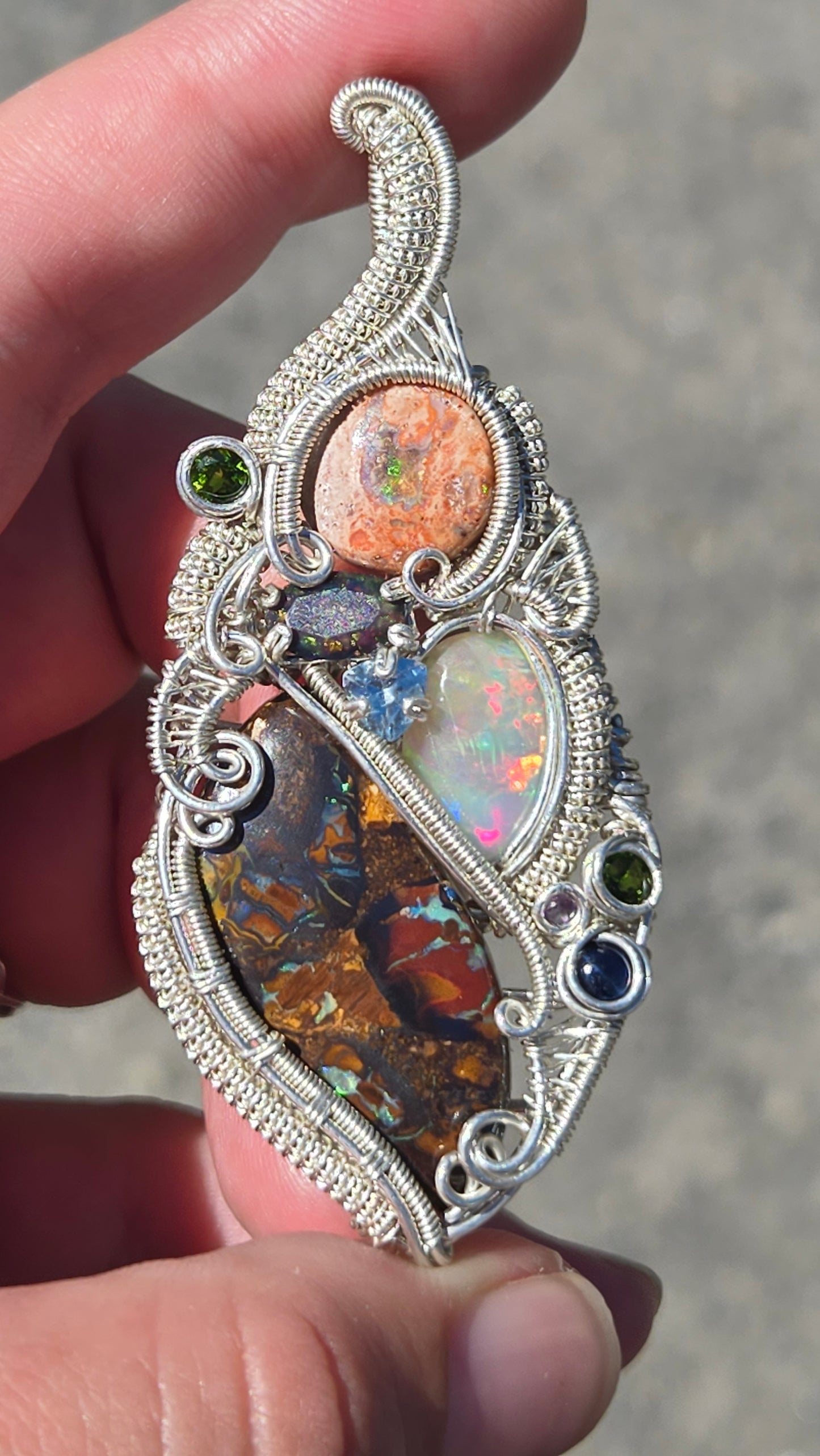 Grounded Wire wrapped pendant