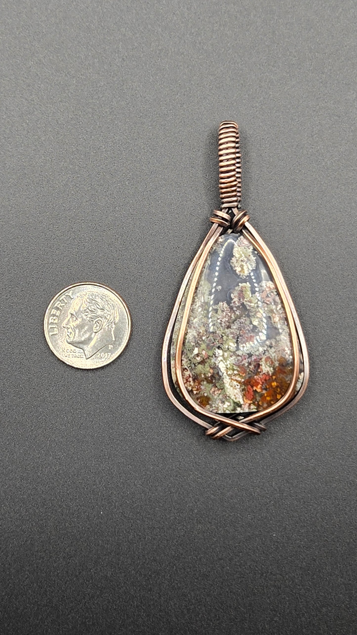 Indonesian Moss Agate Wire Wrapped Pendant