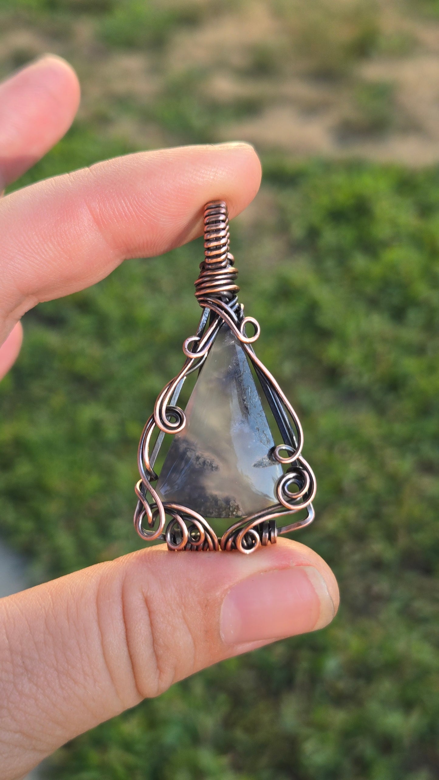 Moss Agate Wire Wrapped Pendant