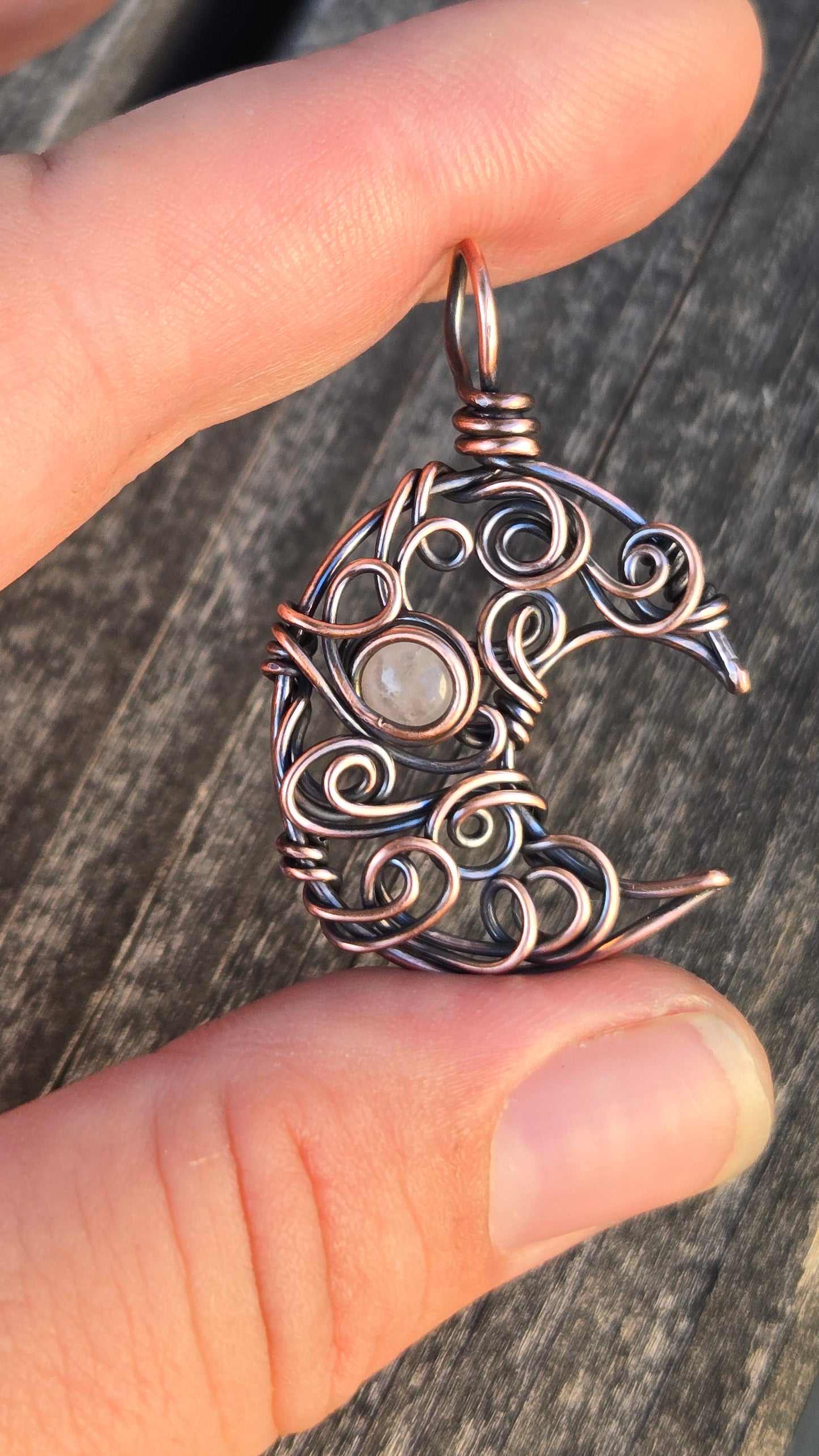 Crescent Moon Wire Wrapped Pendant