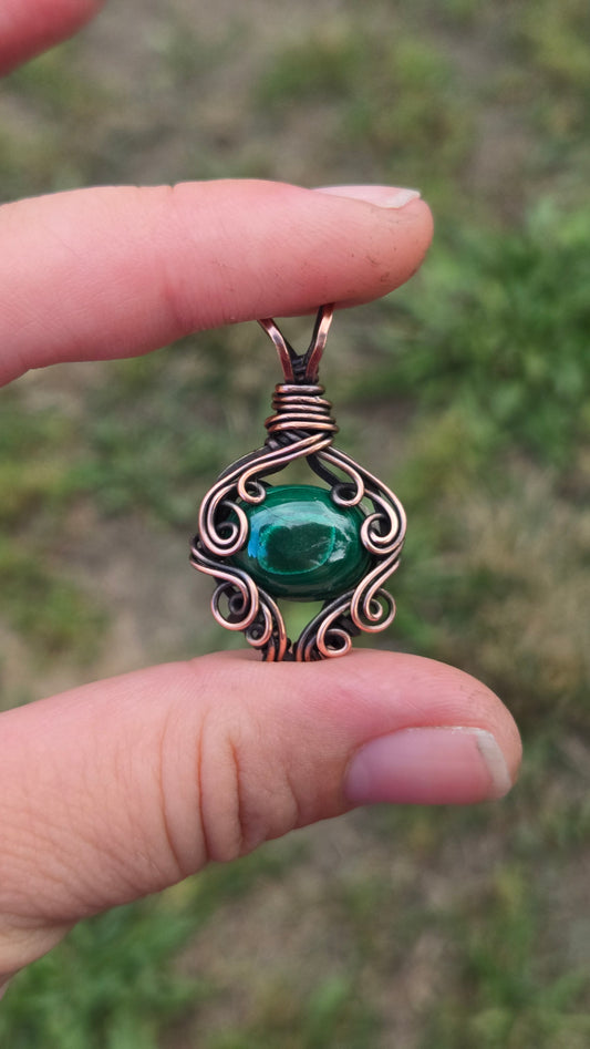 Malachite Wire Wrapped Pendant