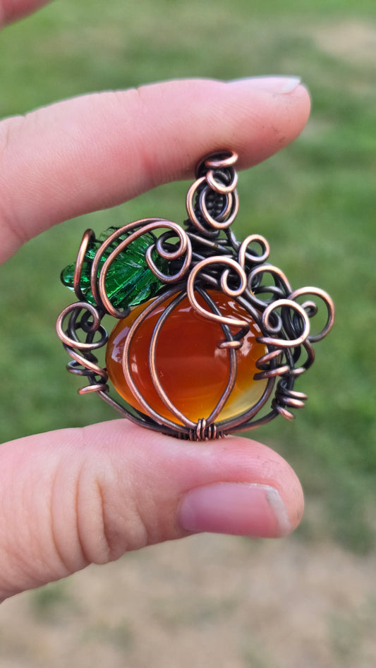 Pumpkin Wire Wrapped Pendant