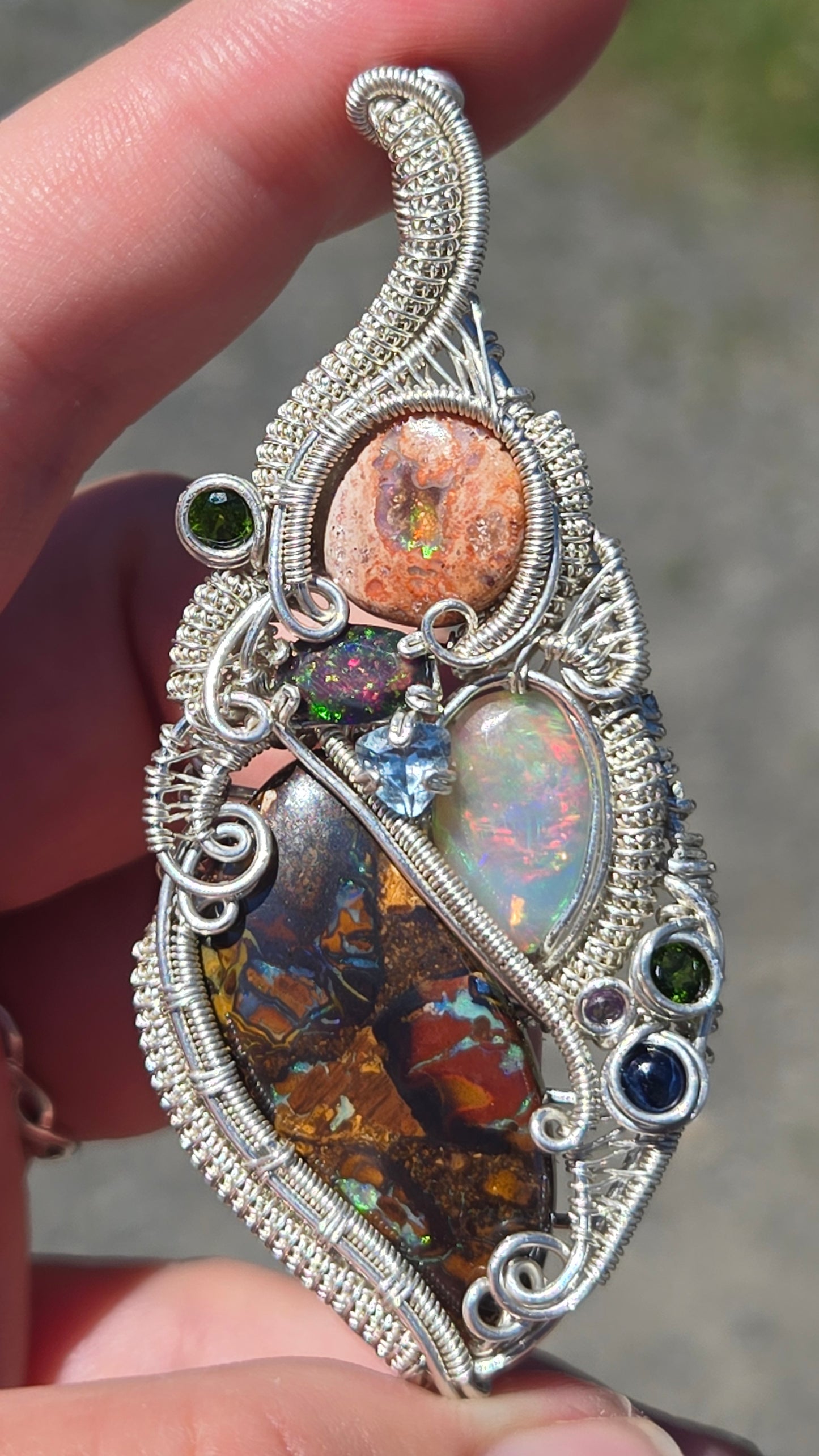 Grounded Wire wrapped pendant