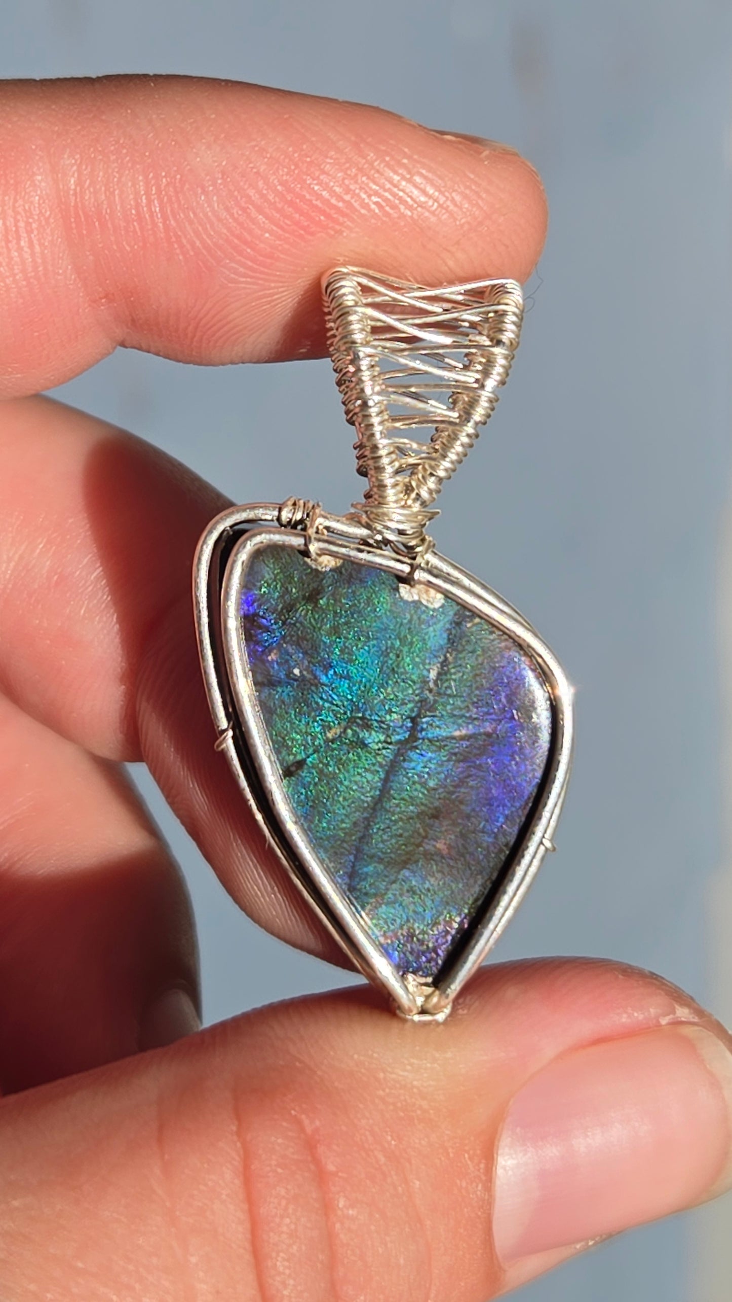 Ammolite Wire Wrapped Pendant