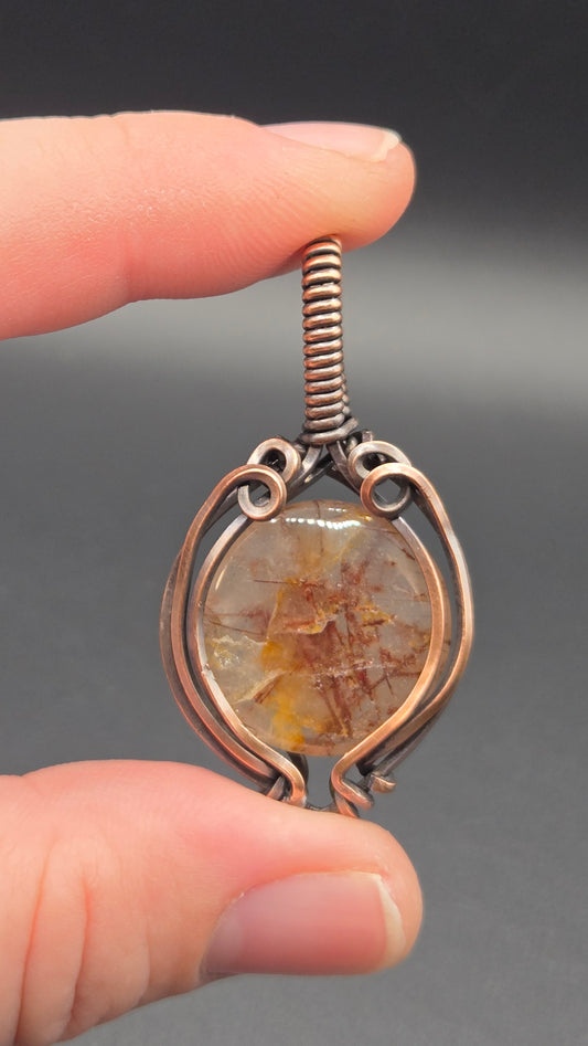 Rutilated Quartz Wire Wrapped Pendant
