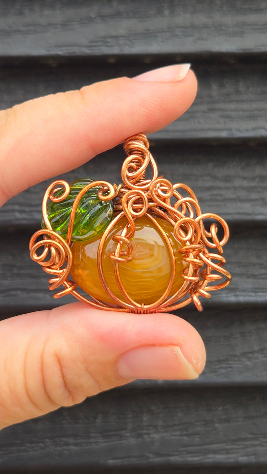 Pumpkin Wire Wrapped Pendant