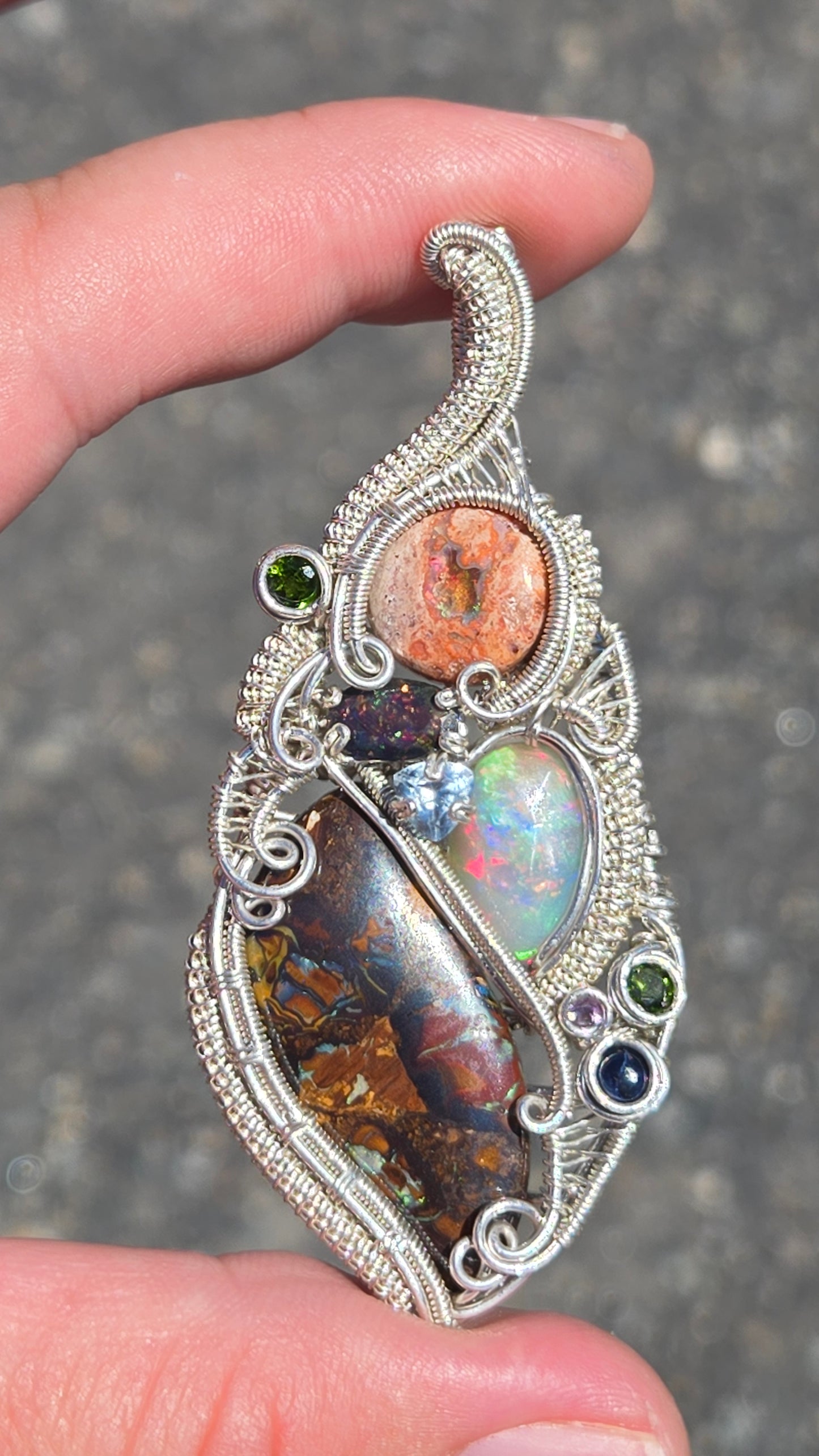 Grounded Wire wrapped pendant