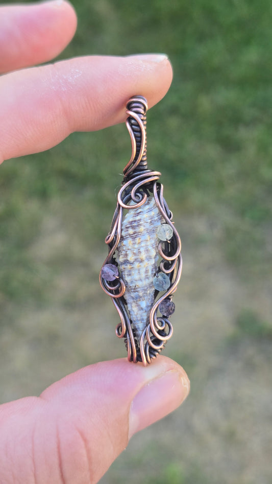 Shell Wire wrapped pendant