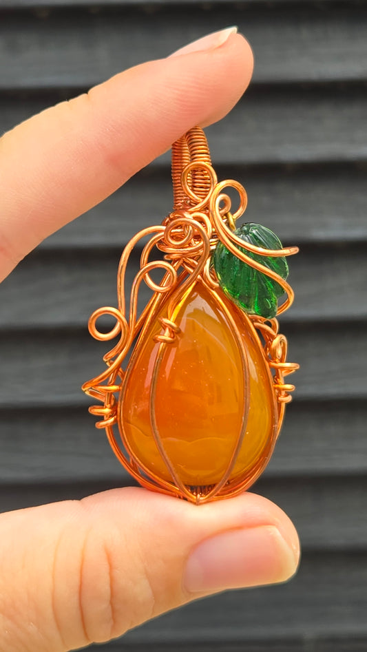 Pumpkin Wire Wrapped Pendant