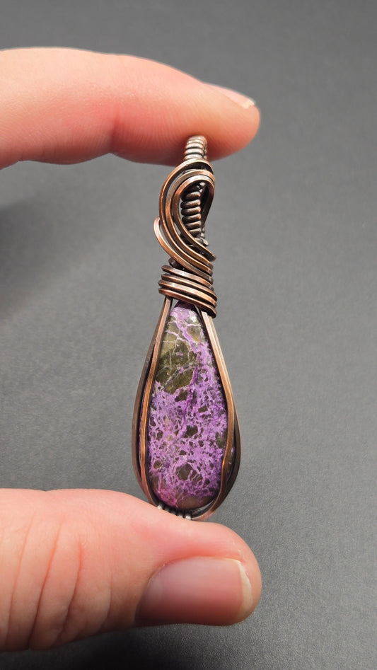 Atlantisite Stichtite Wire Wrapped Pendant