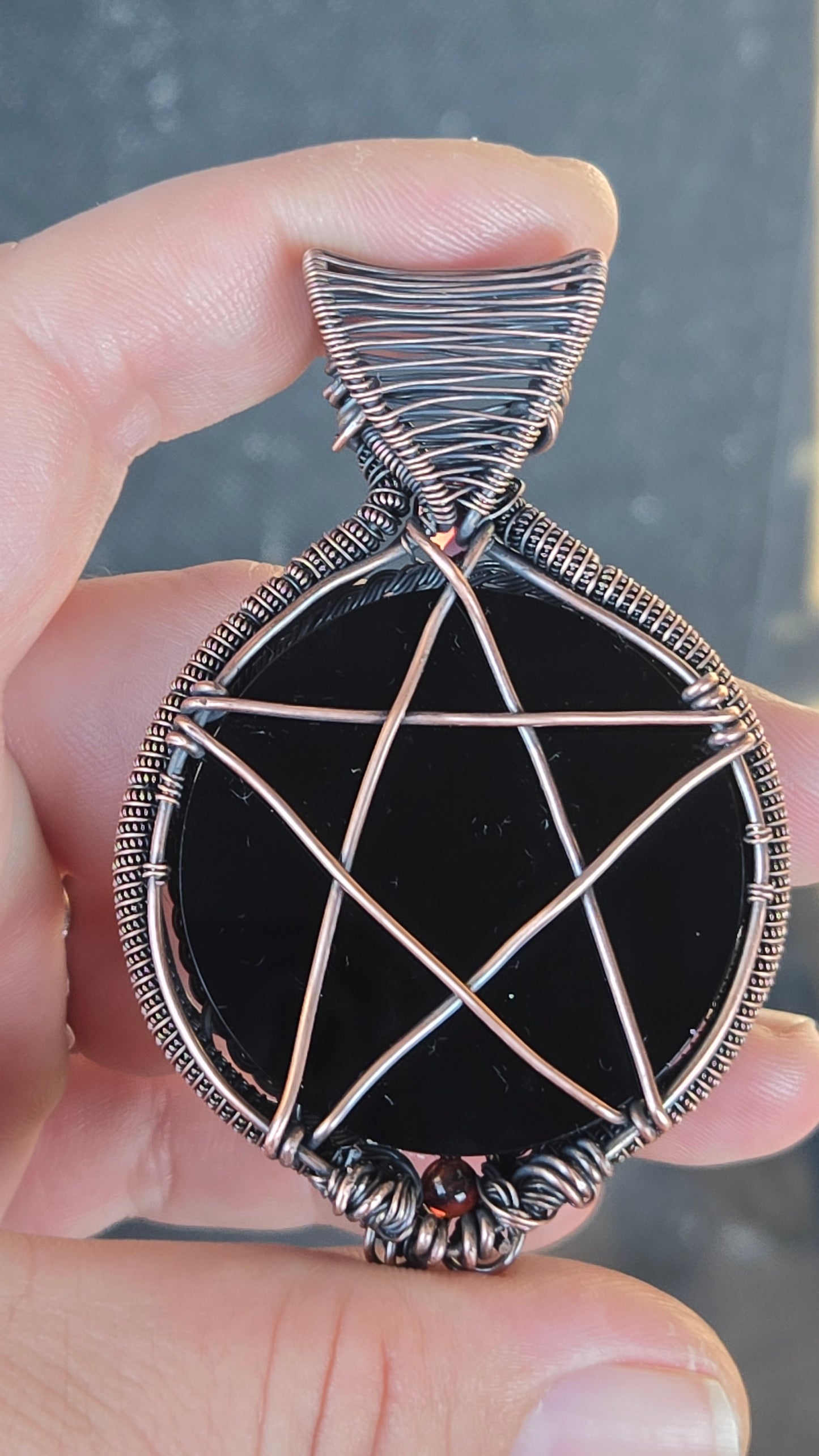 Scrying Mirror Wire-wrapped Pendant