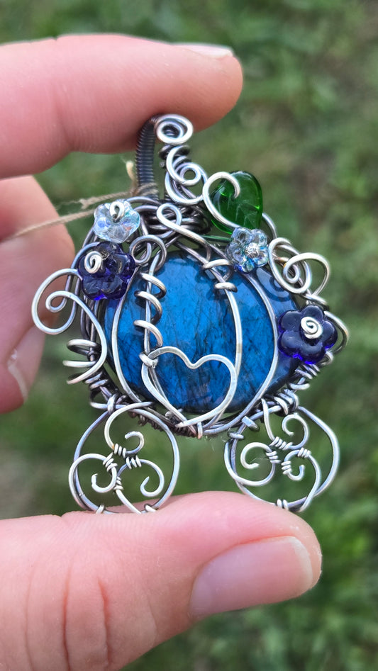 Pumpkin Carriage Wire Wrapped Pendant