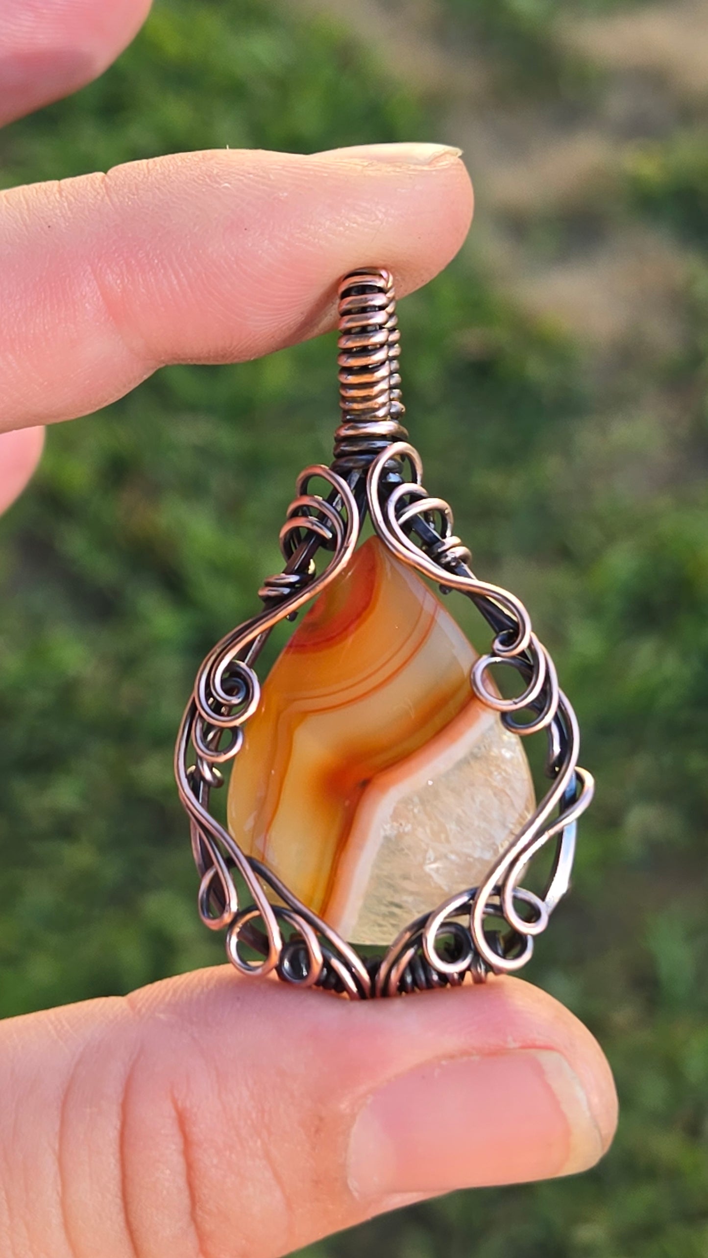 Carnelian Wire Wrapped Pendant