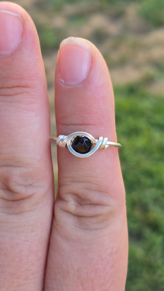 Black Tourmaline Wire Wrapped Ring