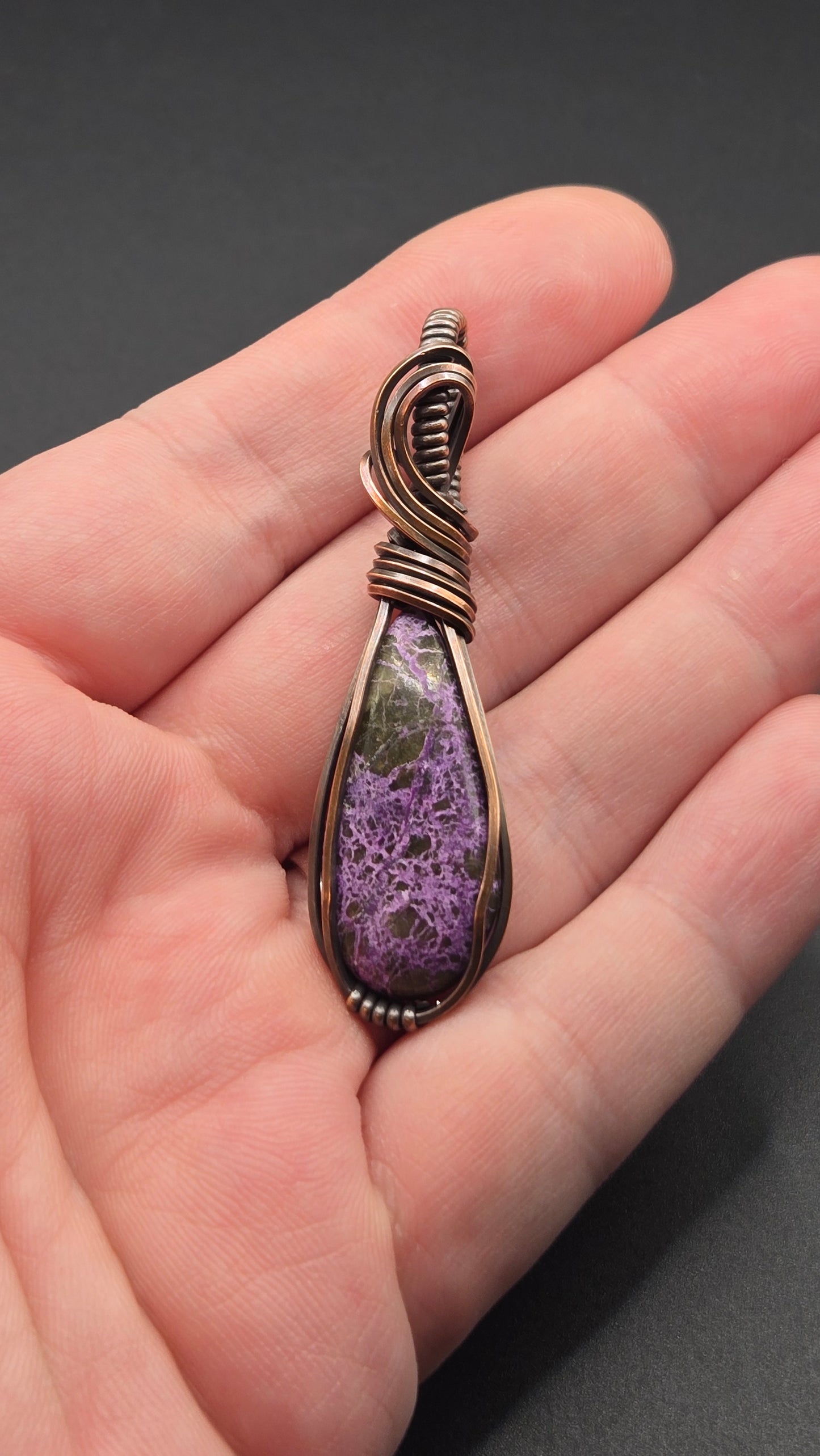Atlantisite Stichtite Wire Wrapped Pendant