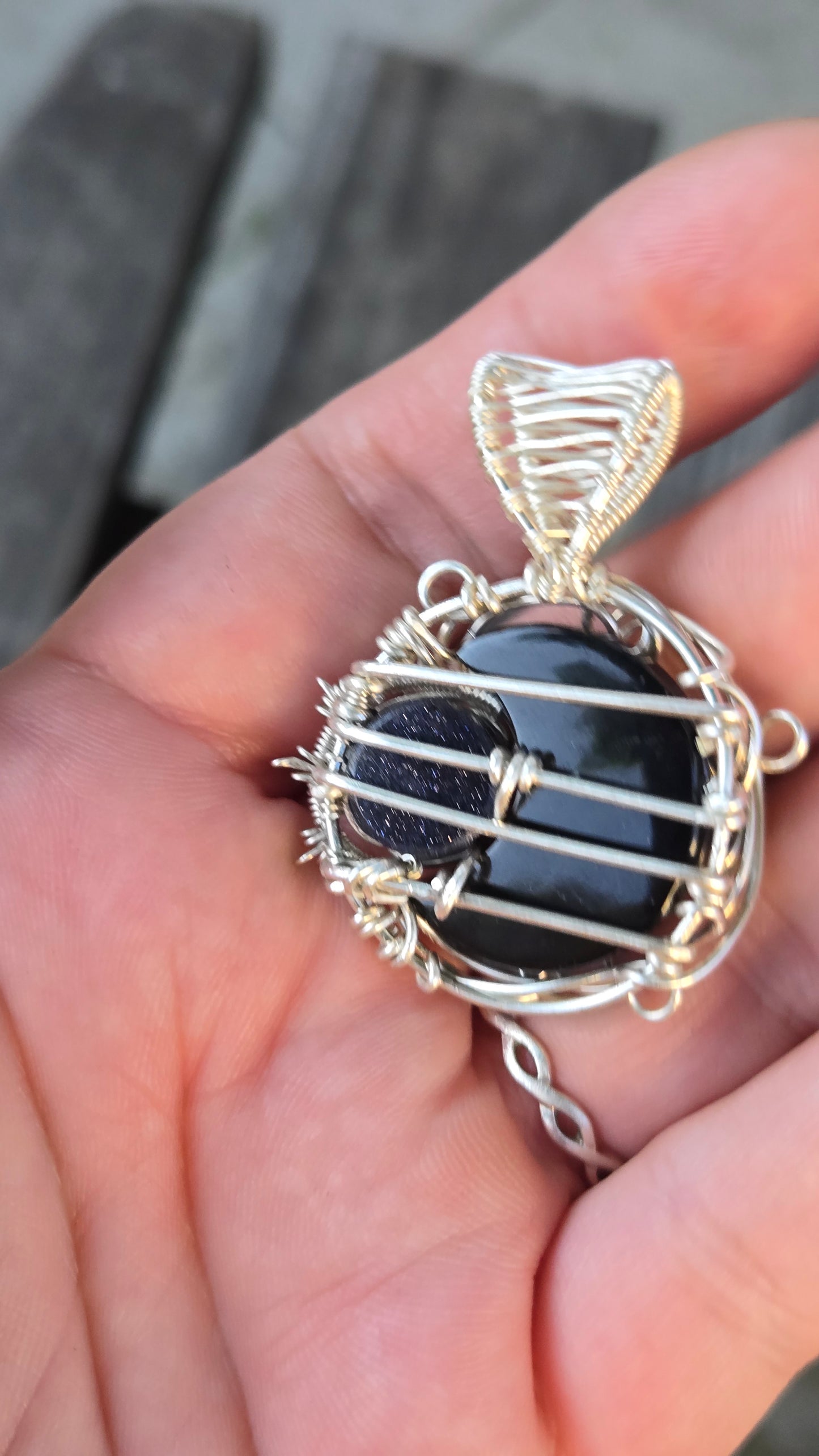 Sun and Moon Wire Wrapped Pendant