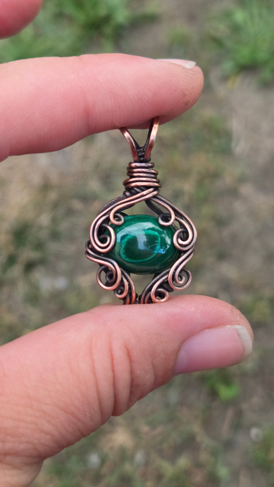 Malachite Wire Wrapped Pendant