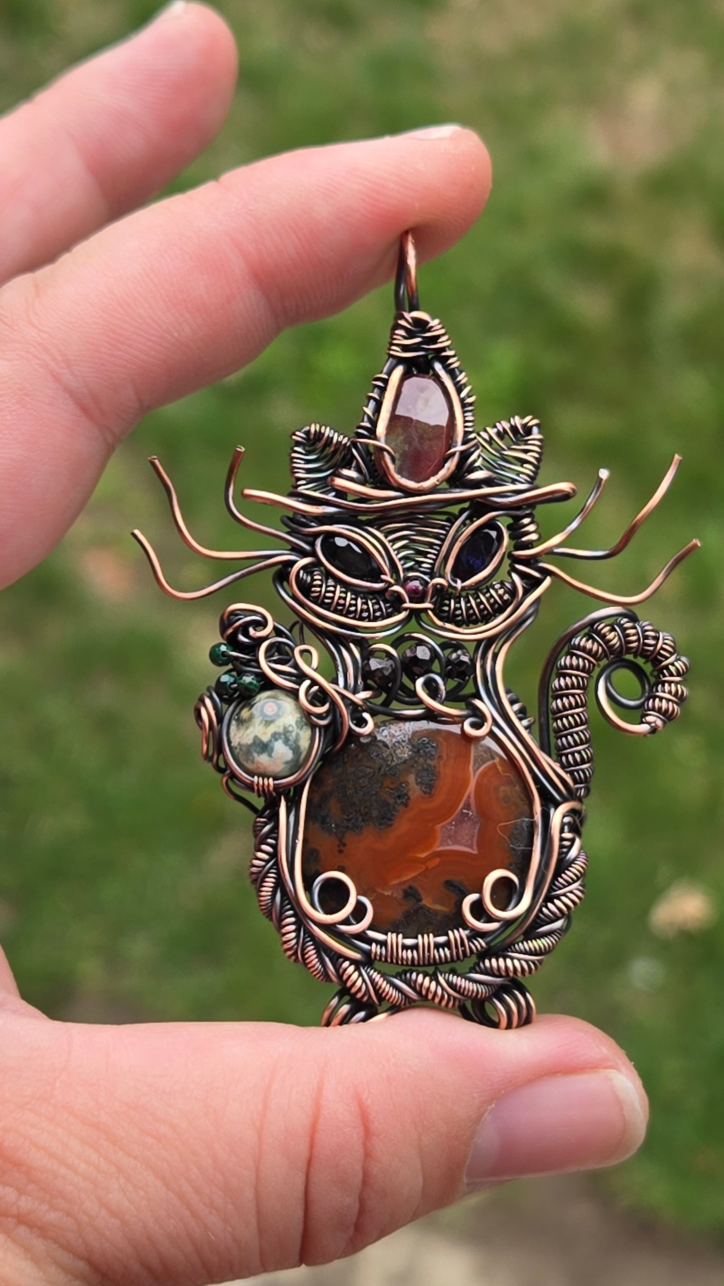 Magical Kitty Wire Wrapped Pendant
