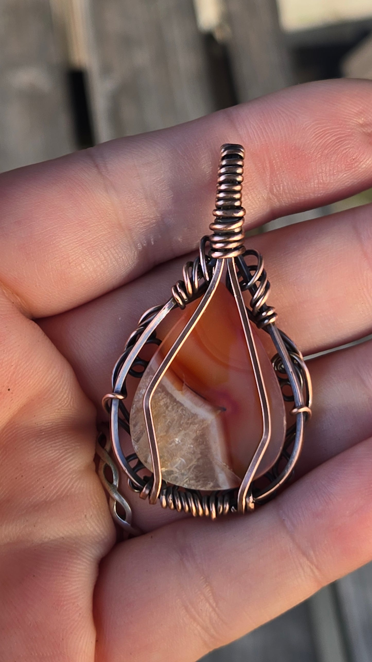 Carnelian Wire Wrapped Pendant