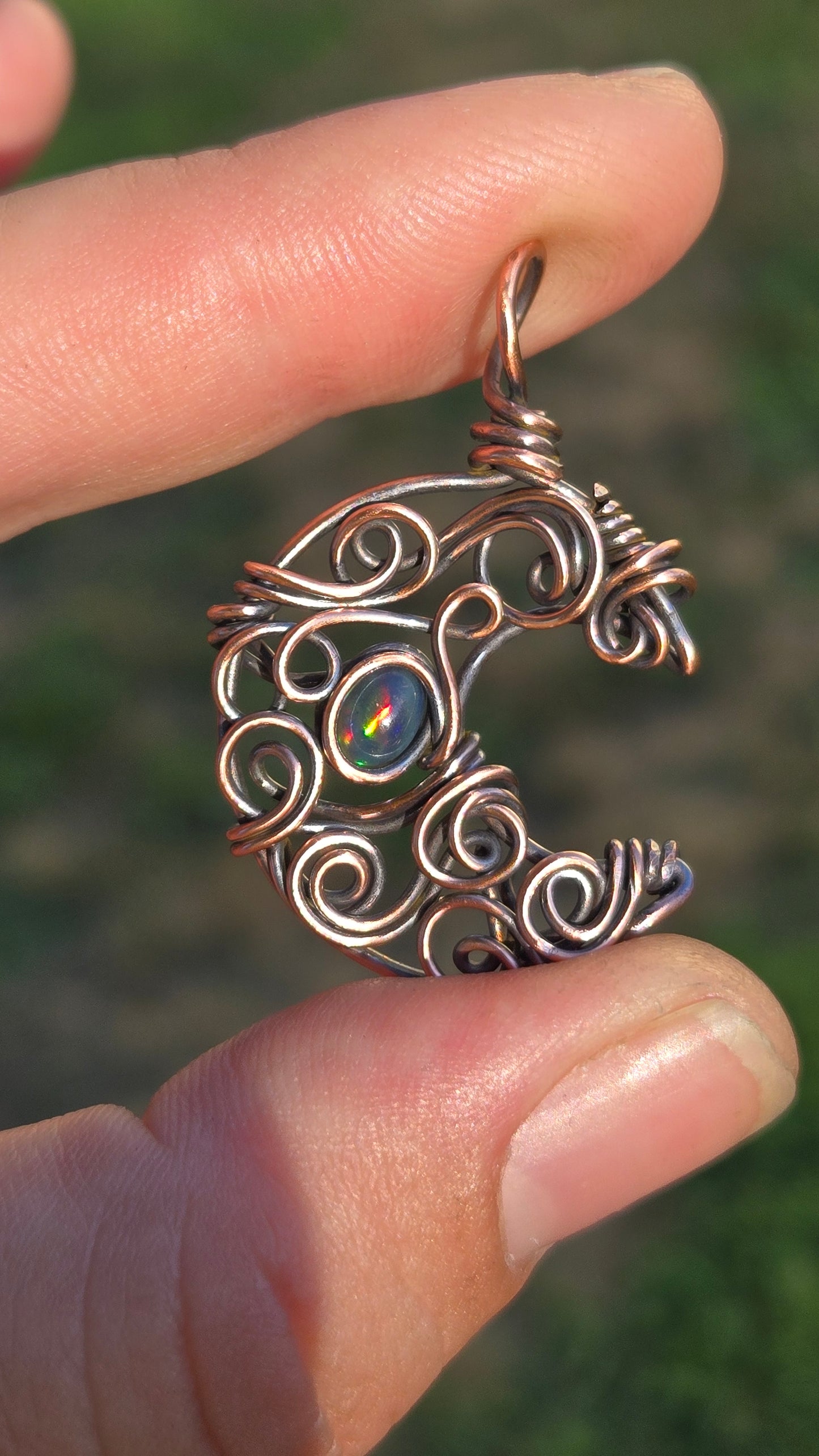 Crescent Moon Wire Wrapped Pendant