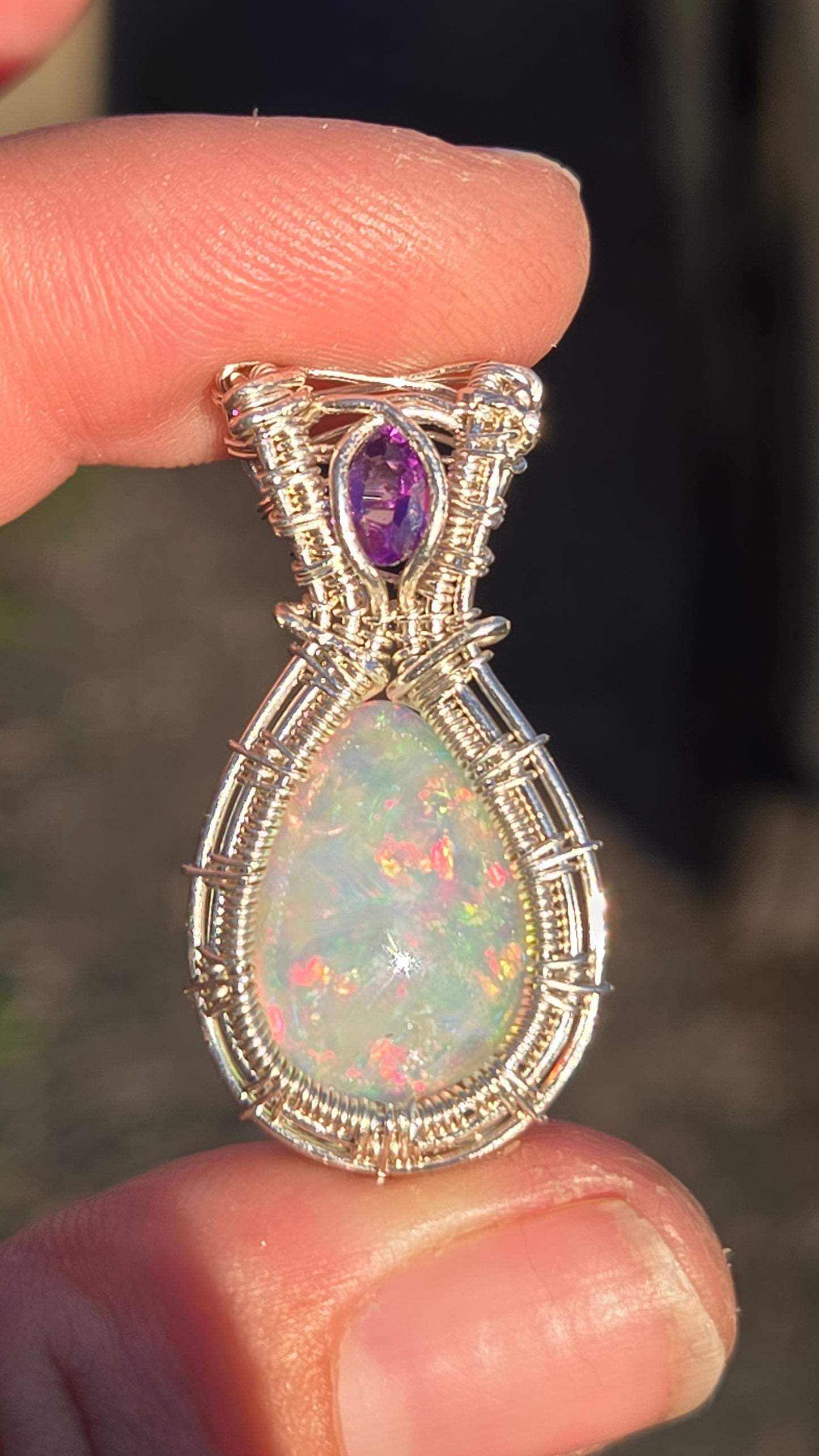 6.5ct Opal Wire Wrapped Pendant