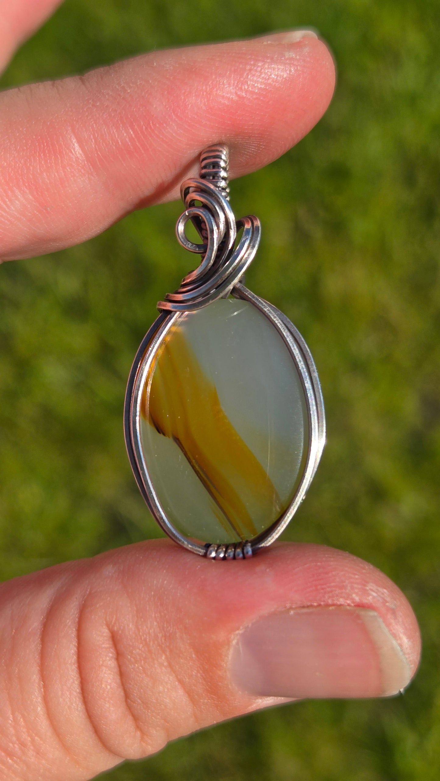 Iris Agate Wire Wrapped Pendant