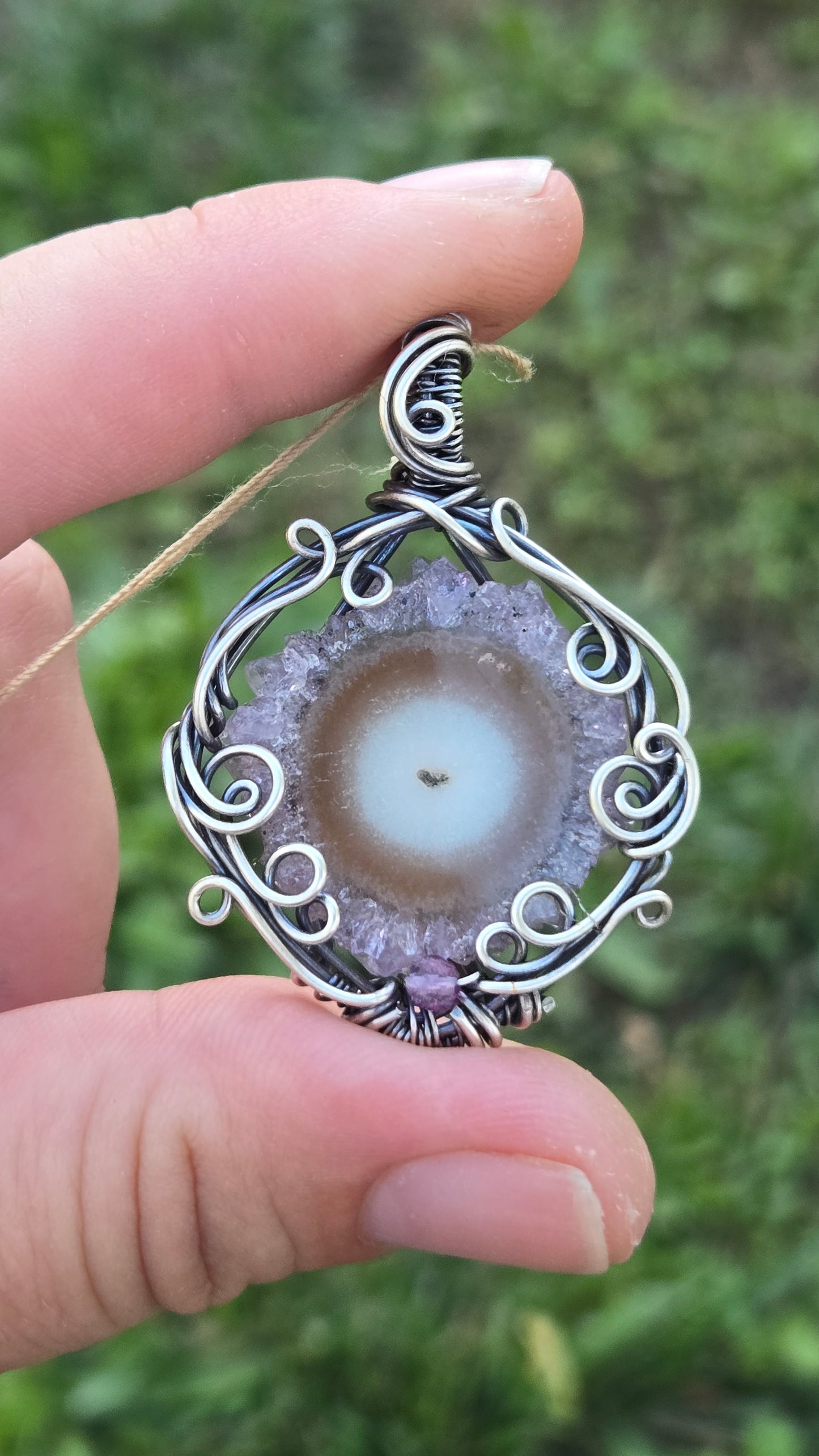 Amethyst Stalactite Wire Wrapped Pendant