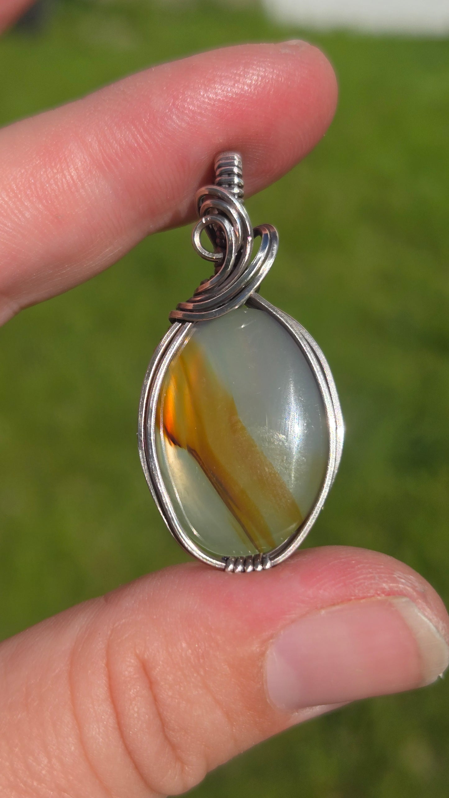 Iris Agate Wire Wrapped Pendant