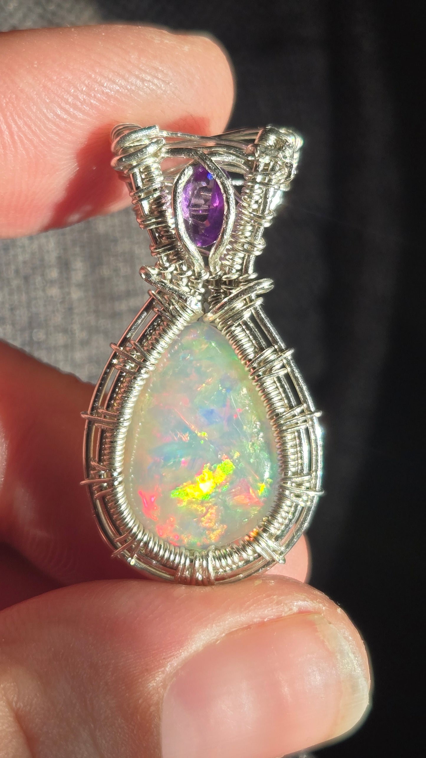 6.5ct Opal Wire Wrapped Pendant