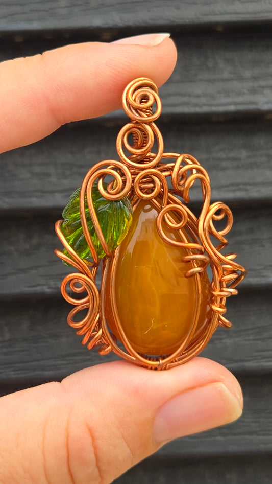 Pumpkin Wire Wrapped Pendant