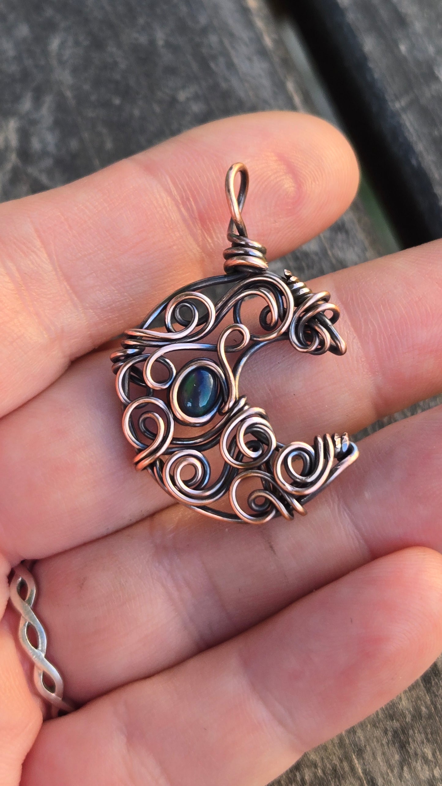 Crescent Moon Wire Wrapped Pendant