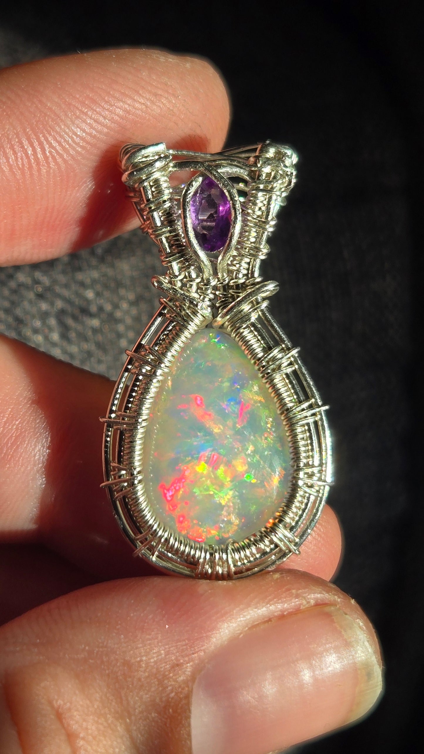 6.5ct Opal Wire Wrapped Pendant