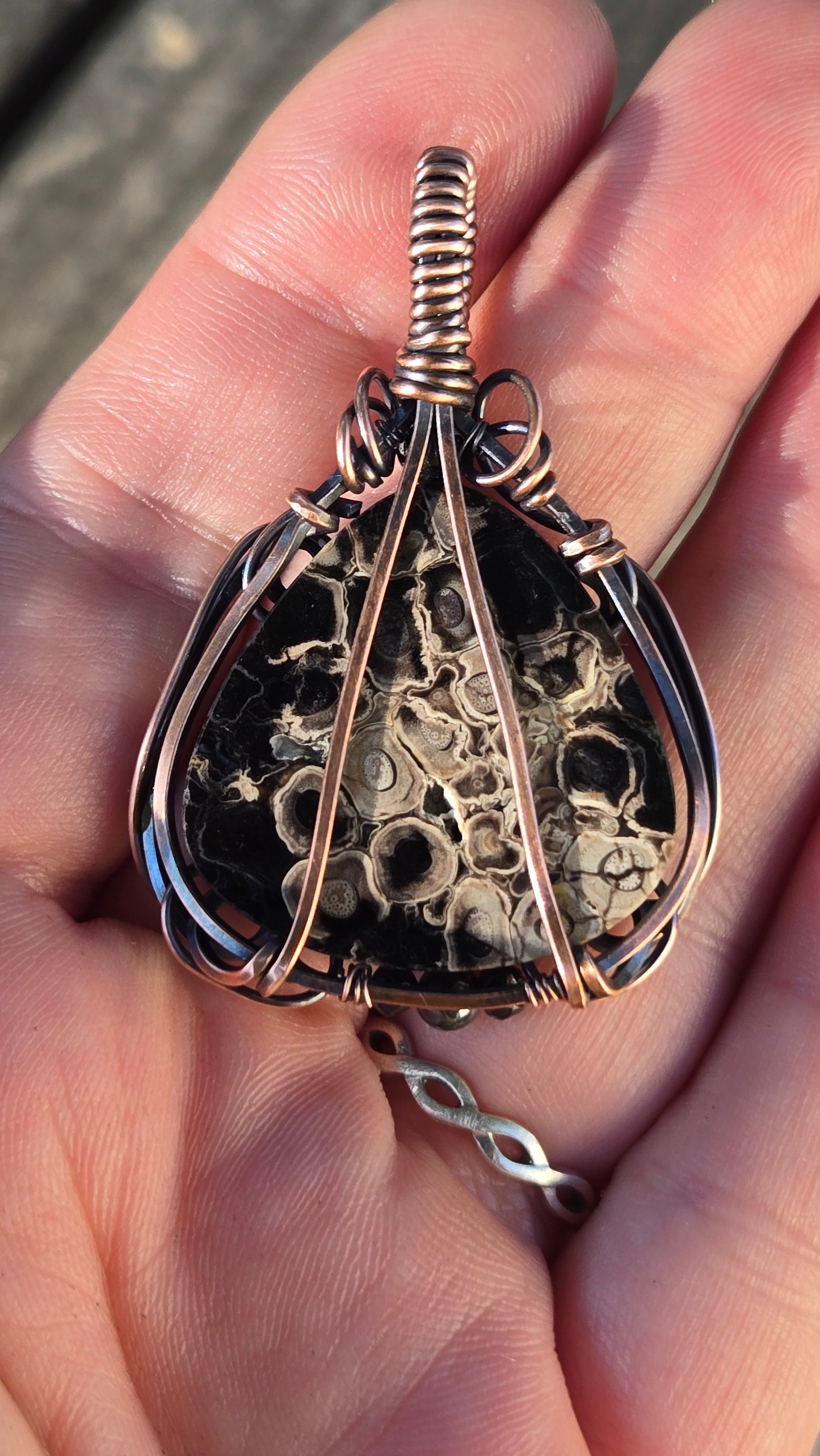 Eye of Palm Root Wire Wrapped Pendant