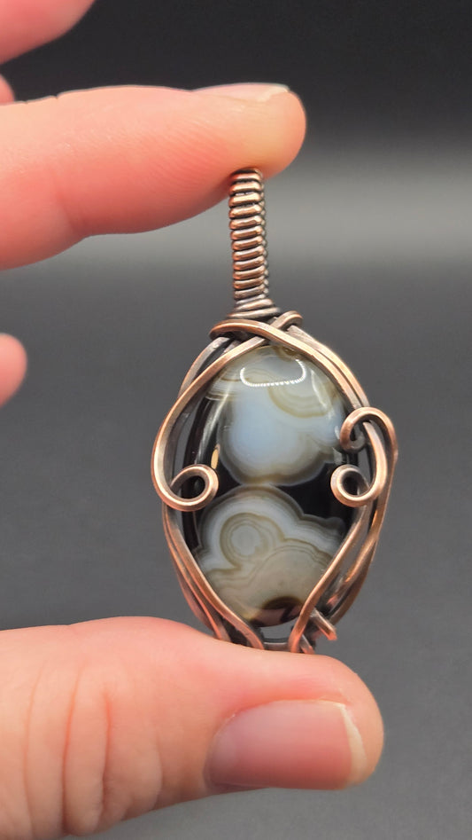 Banded Agate Wire Wrapped Pendant