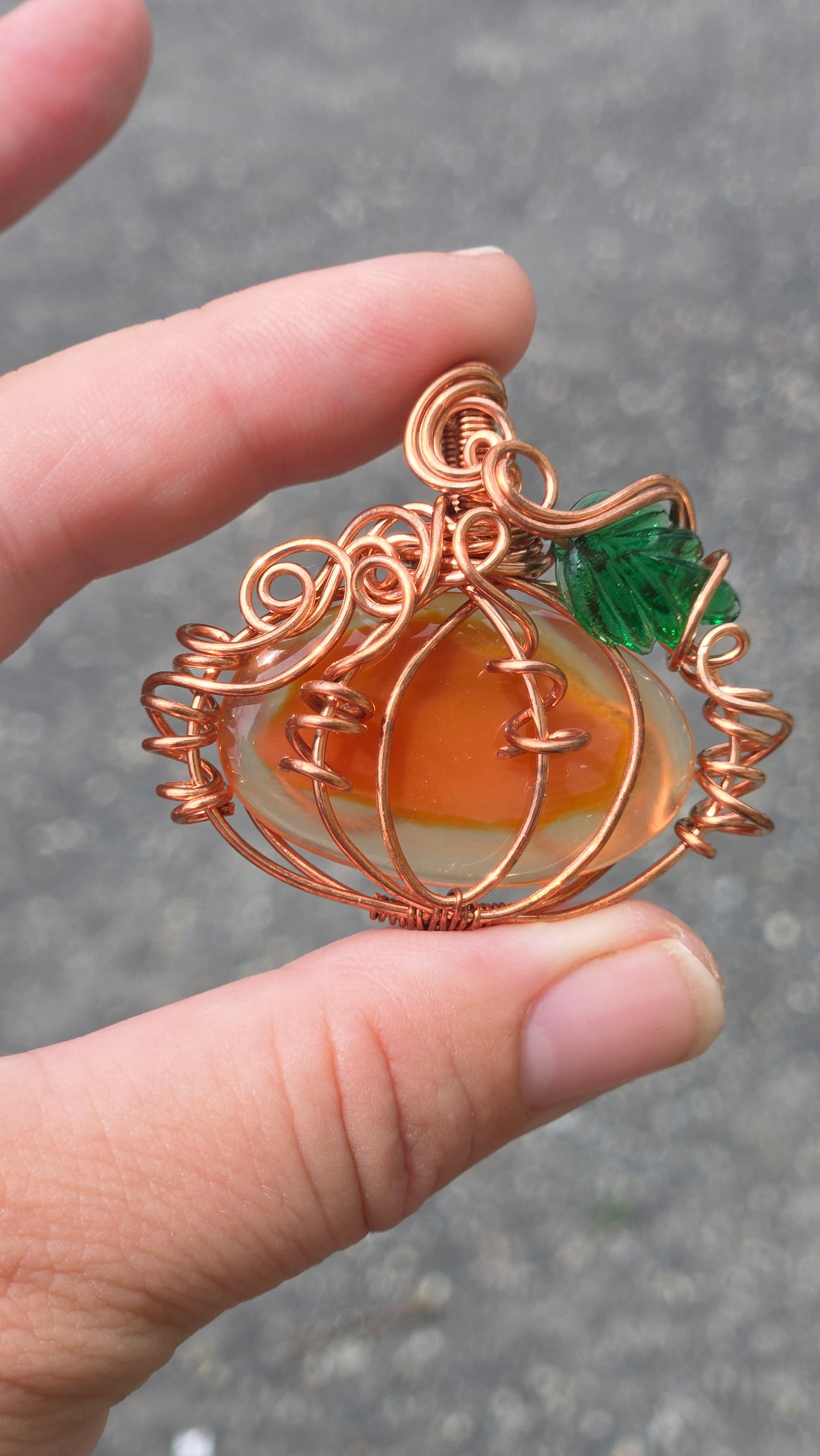 Pumpkin Wire Wrapped Pendant