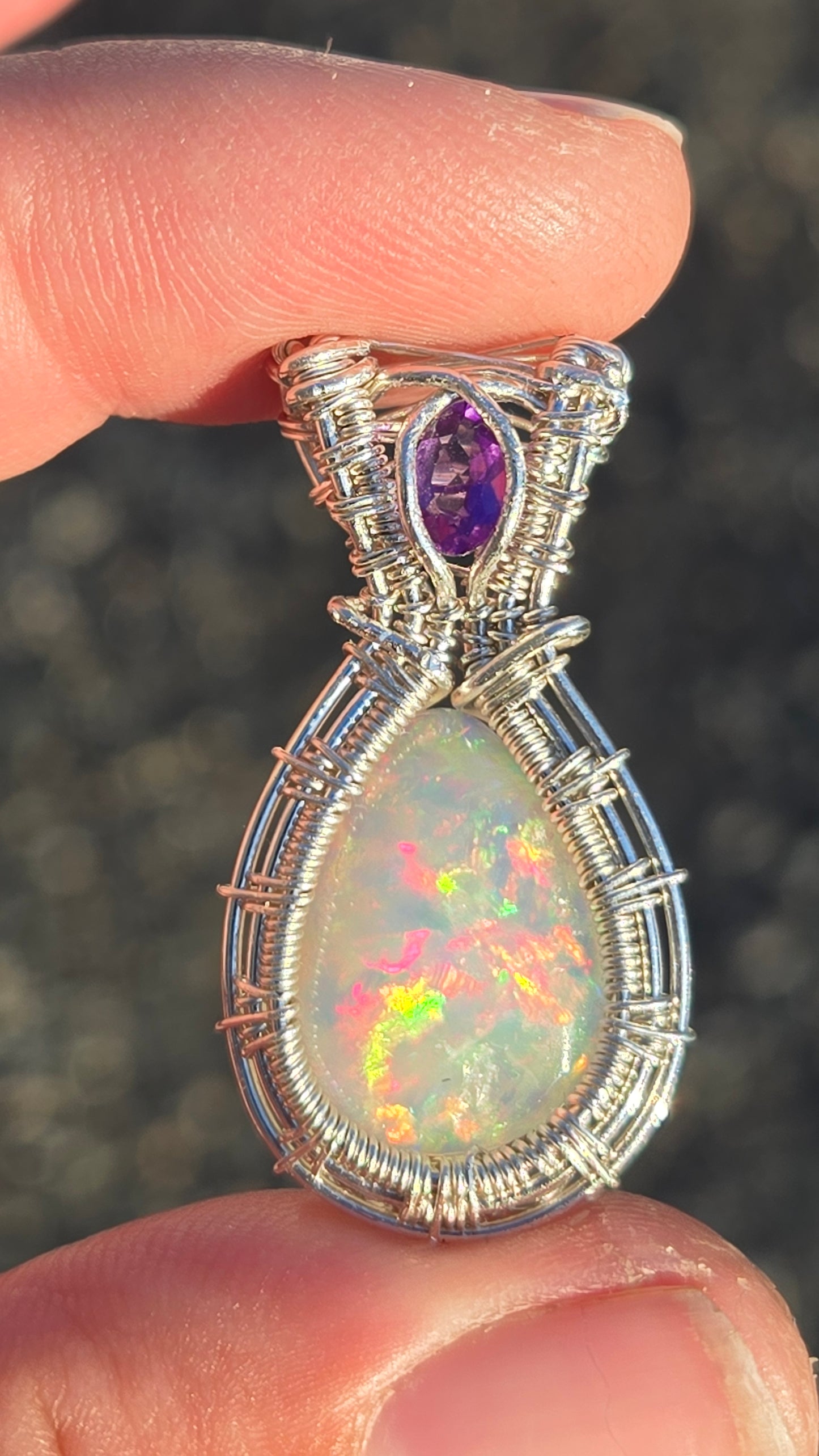 6.5ct Opal Wire Wrapped Pendant