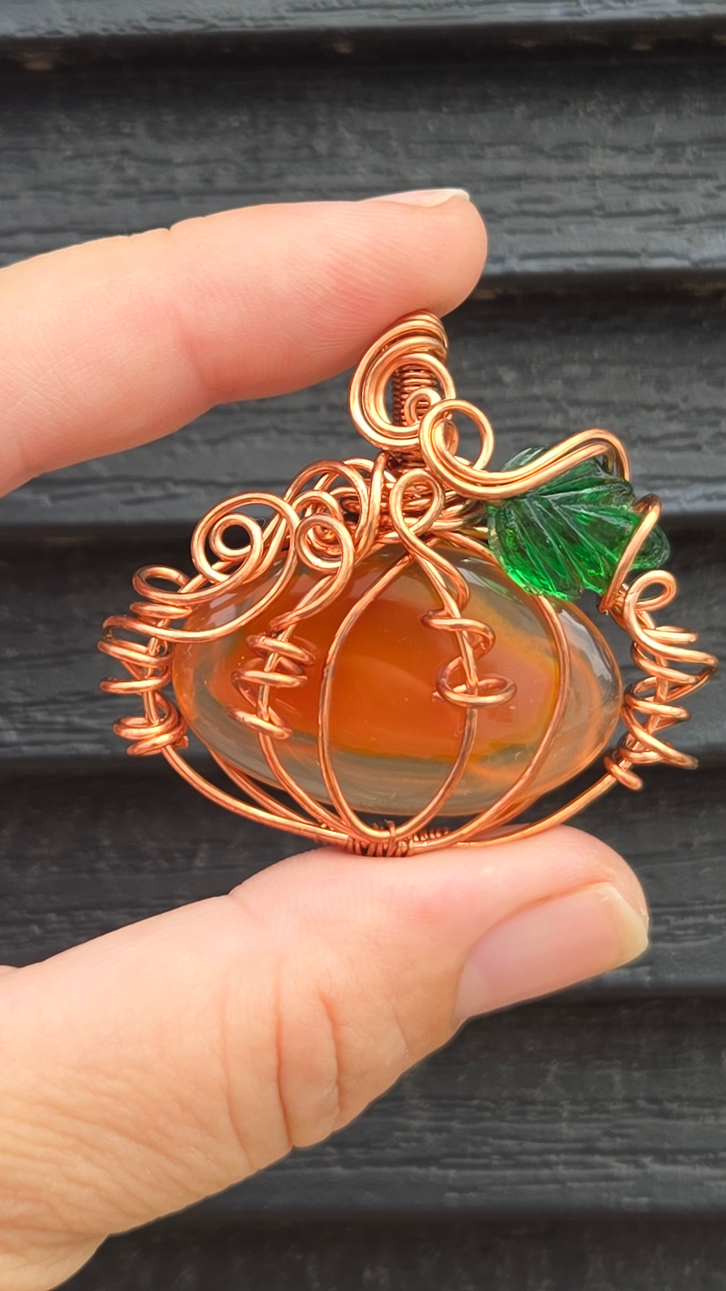 Pumpkin Wire Wrapped Pendant