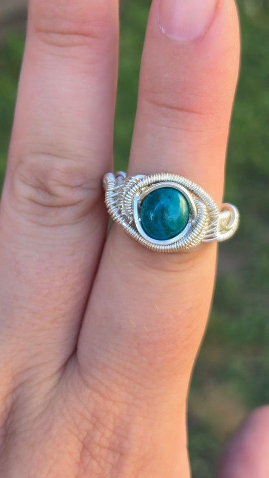 Chrysocolla Wire Wrapped Ring