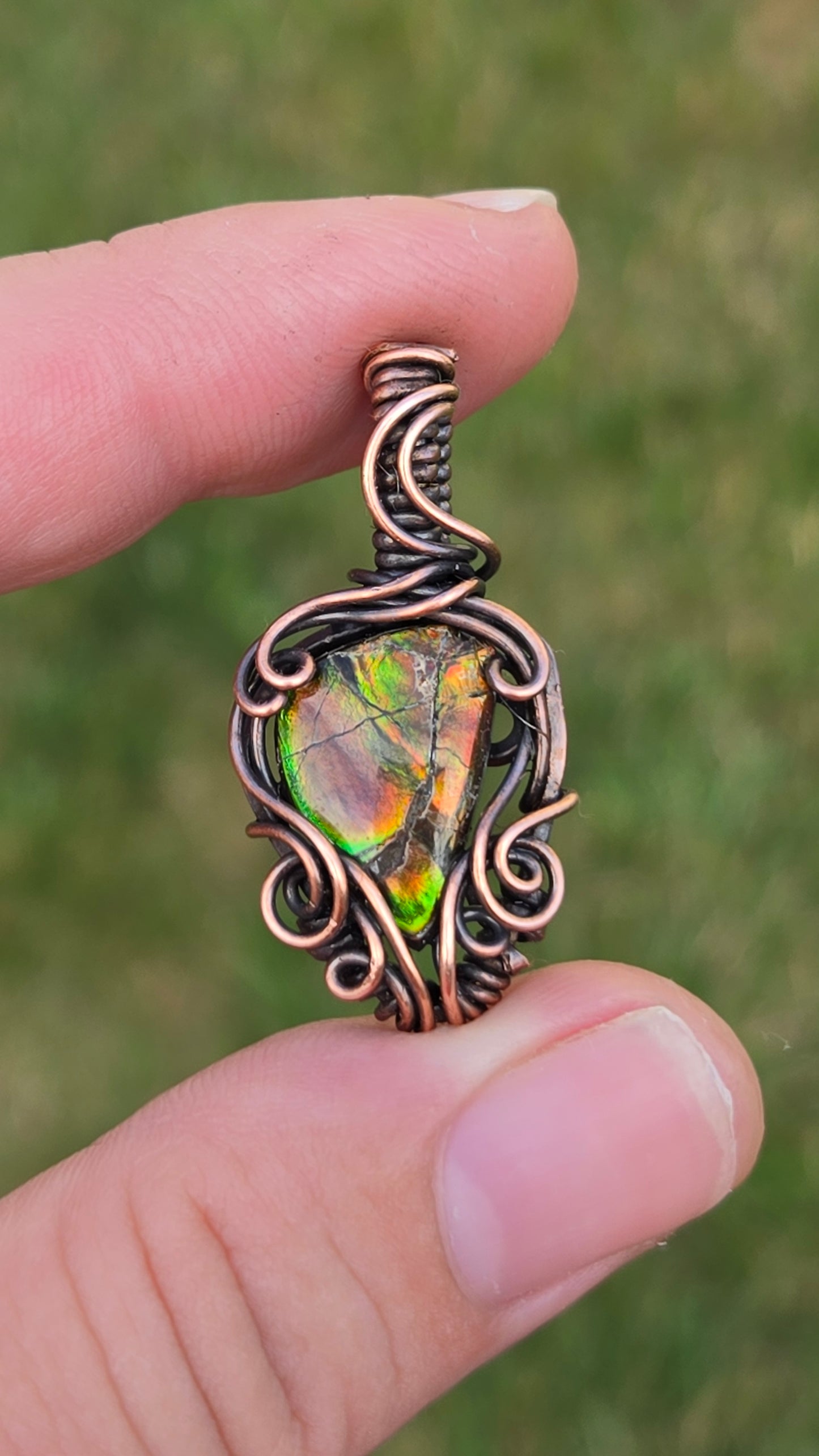 Ammolite Mini Wire Wrapped Pendant