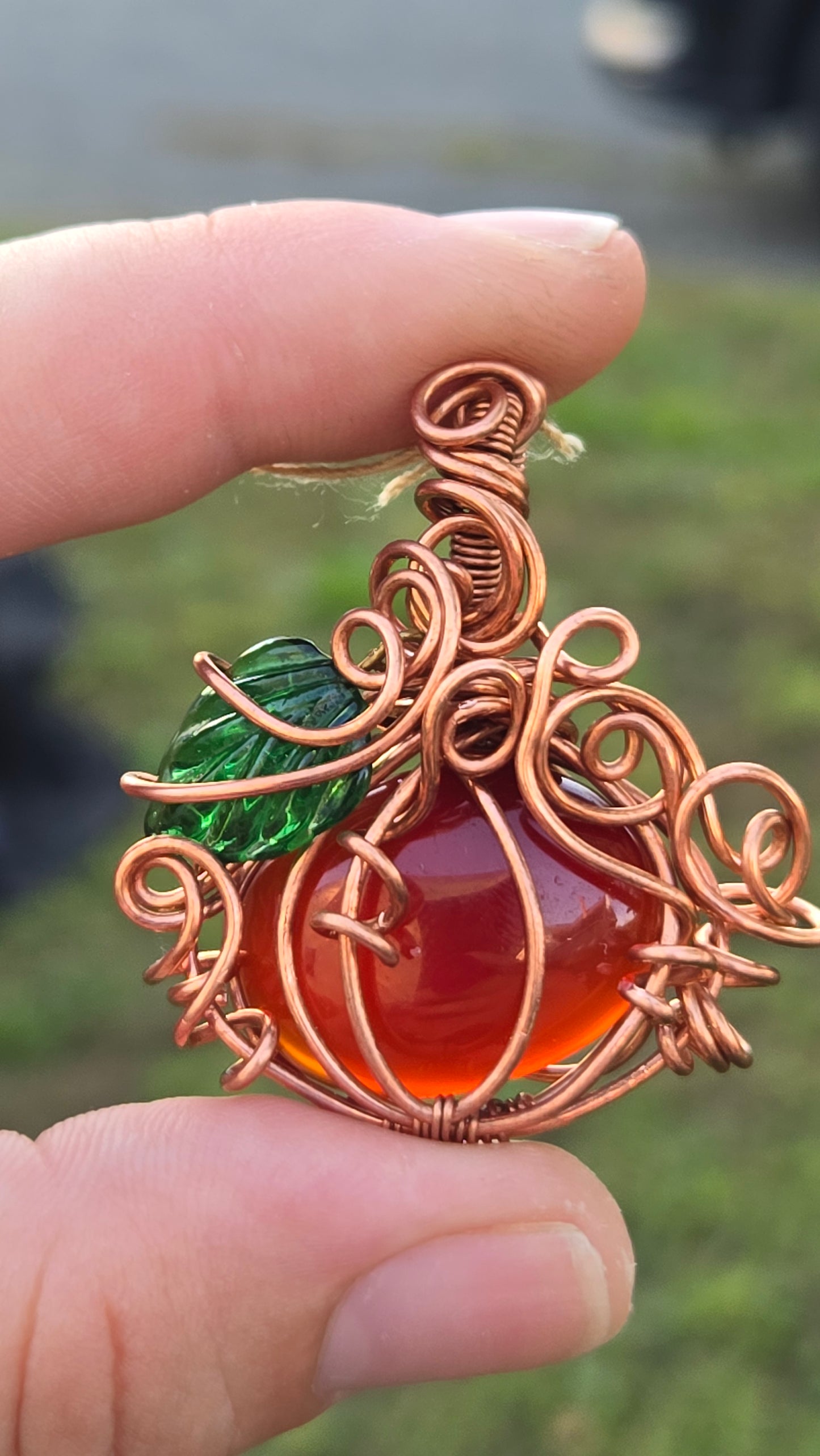 Pumpkin Wire Wrapped Pendant