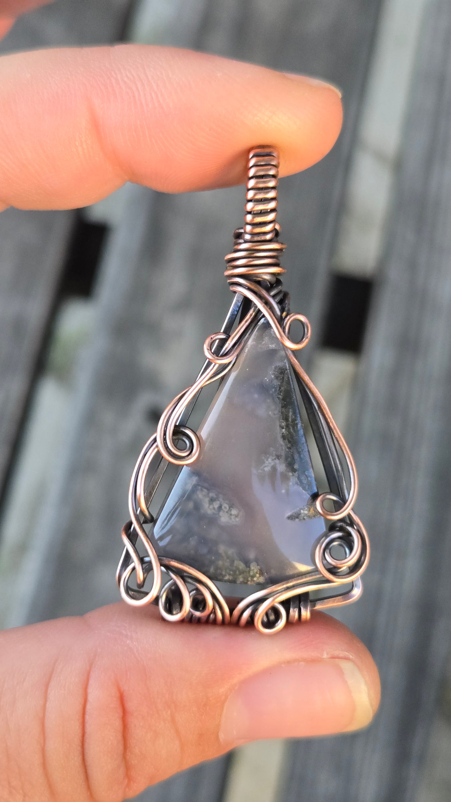 Moss Agate Wire Wrapped Pendant