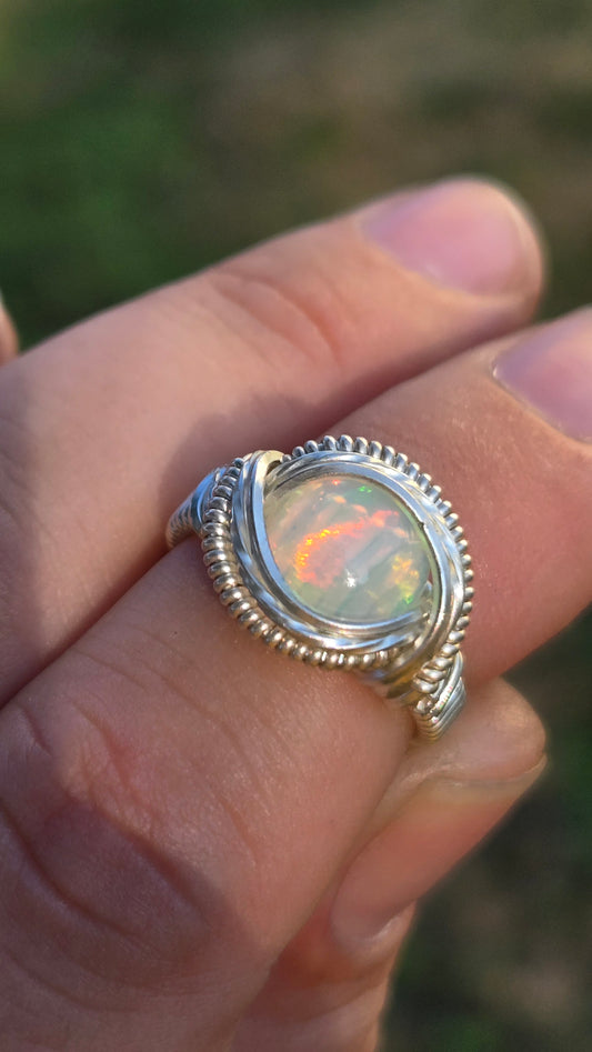 Opal Wire Wrapped Ring
