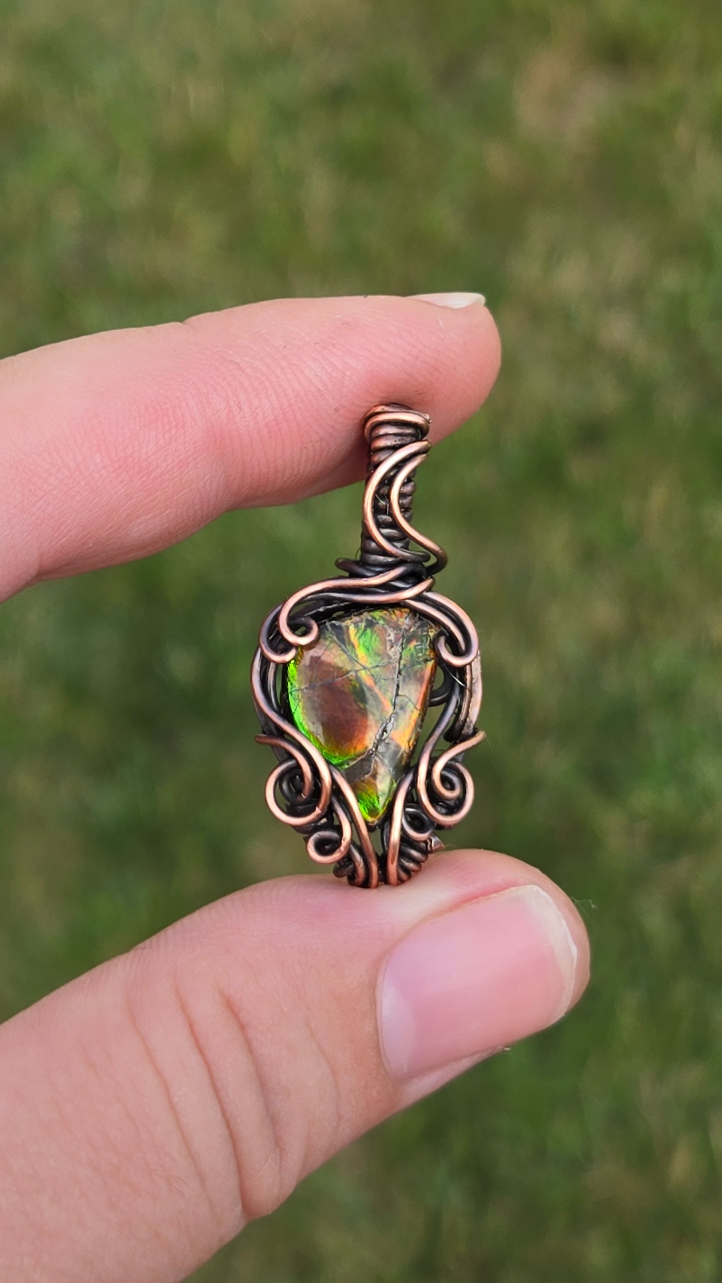 Ammolite Mini Wire Wrapped Pendant