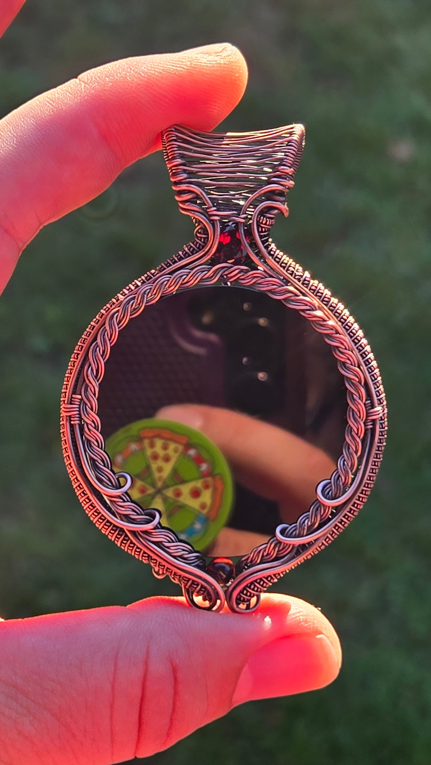 Scrying Mirror Wire-wrapped Pendant