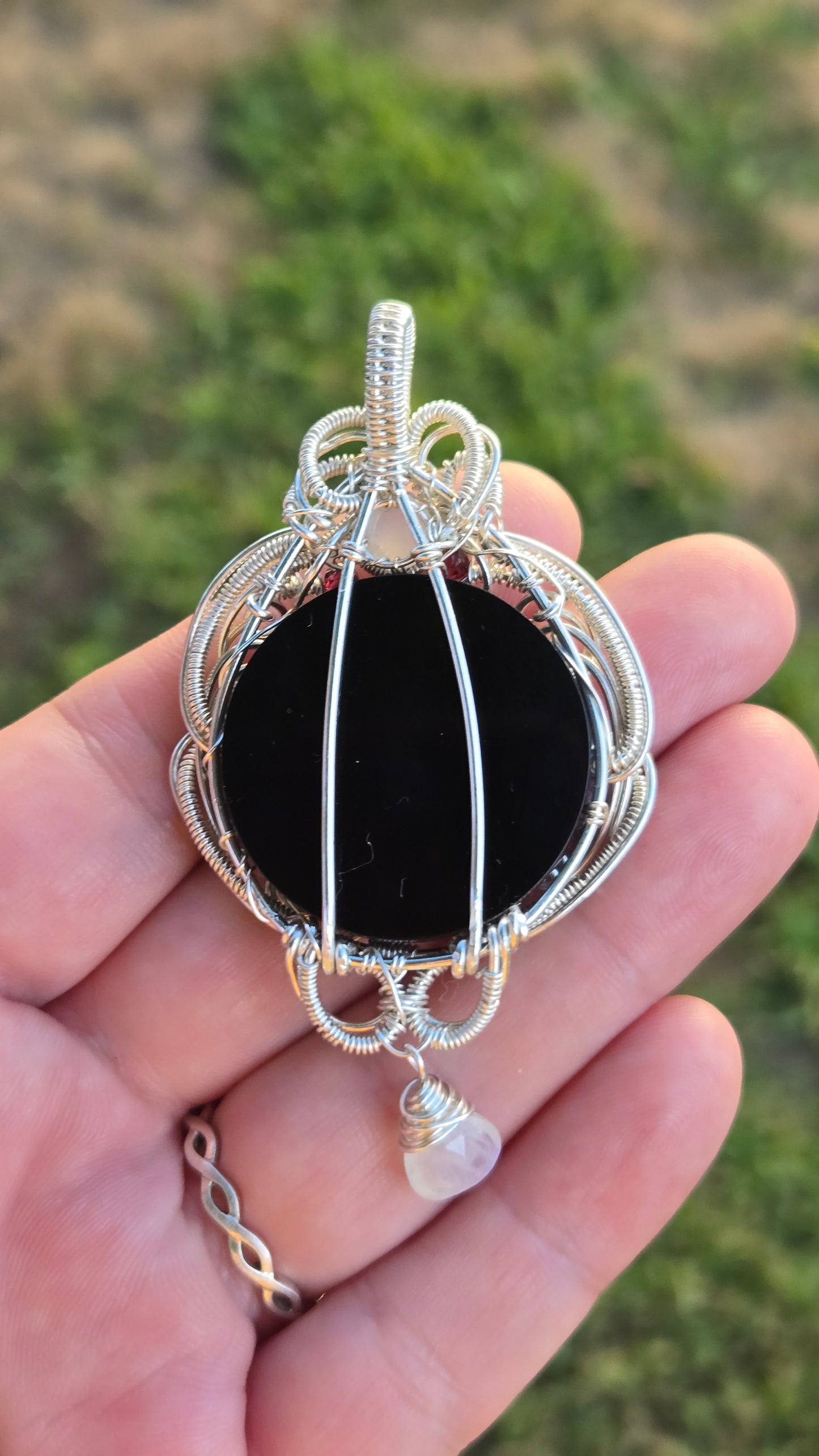 Scrying Mirror Wire-wrapped Pendant